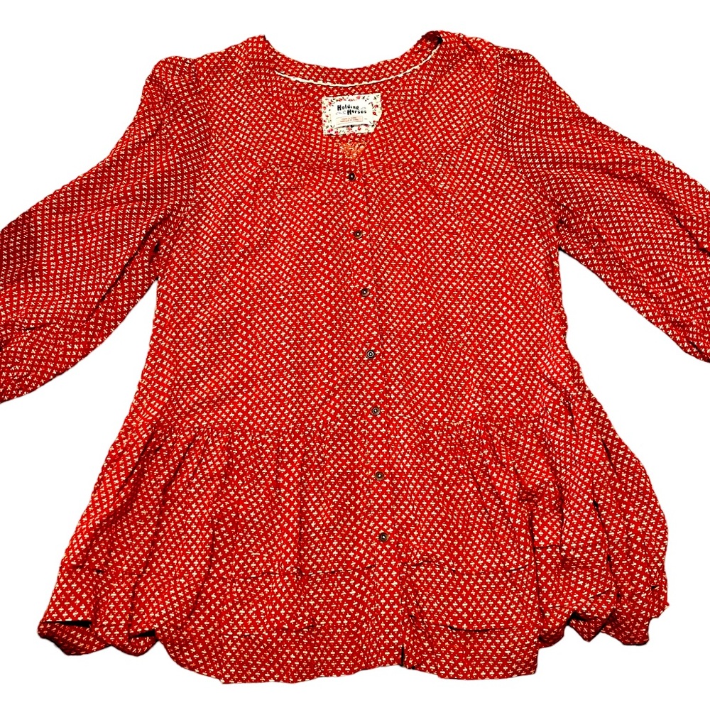 Anthropologie - Holding Horses Tunic Blouse with bubble sleeves